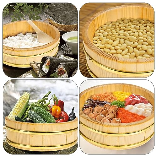 image for UPKOCH Wooden Sushi Rice Bowl Rice Mixing Tub Hangiri Sushi Oke Wood S