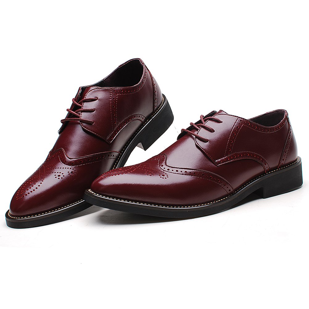 ANUFER Hommes Intelligent Bout Pointu Chaussures Habillées Lacets Formel Affaire Mariage Brogues