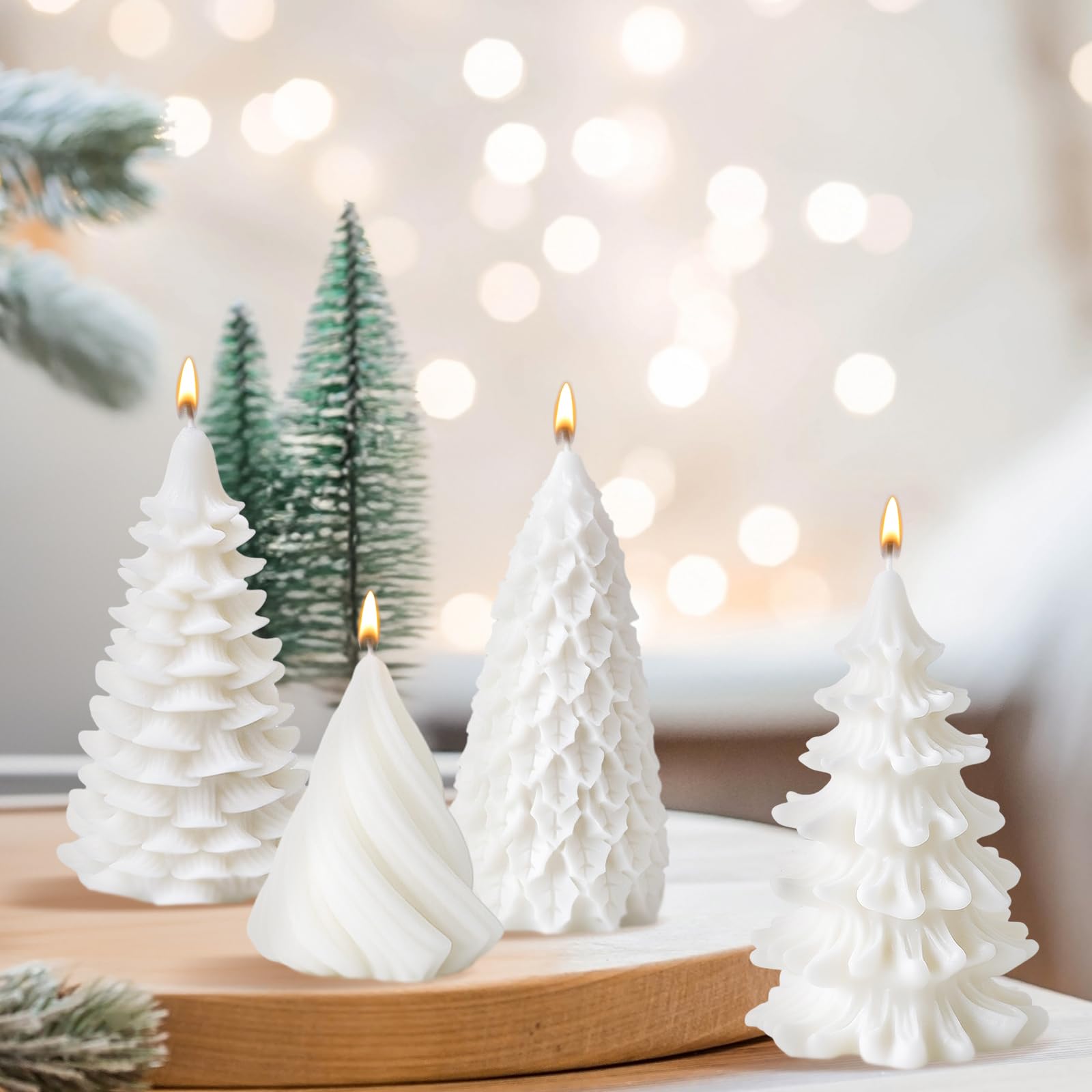 MTLEE Lot de 6 bougies de Noël parfumées au soja pour sapin de Noël - Décoration d'intérieur - Bougie en cire faite à la main pour chambre à coucher, salle de bain, fête