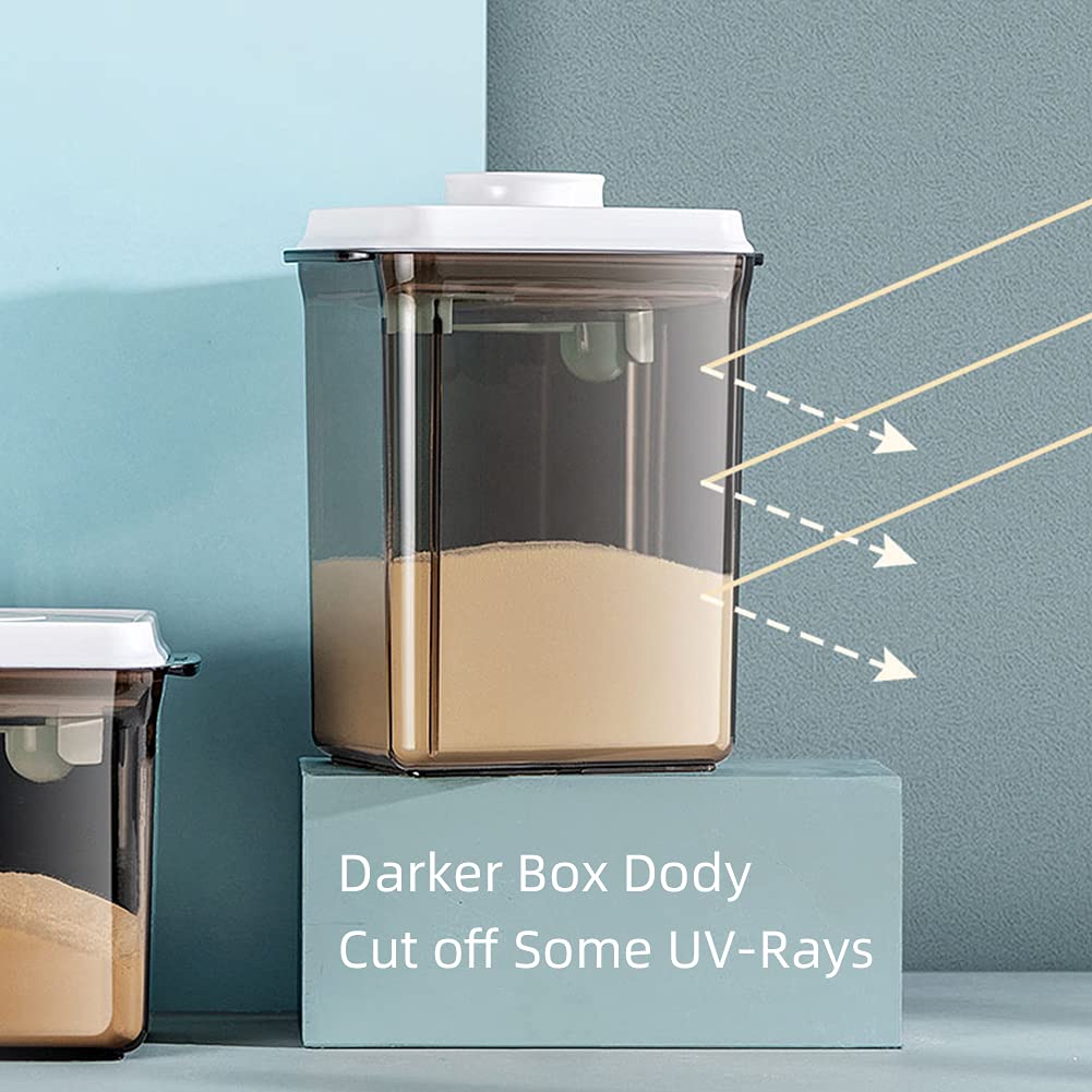 2.3L Contenitore Latte in Polvere, Contenitore Portatile Plastica Latte in Polvere, Scatola con Coperchio Conservare Il Latte in Polvere per Bambini, Anti-UV, Guarnizione a prova umidità(Marrone)