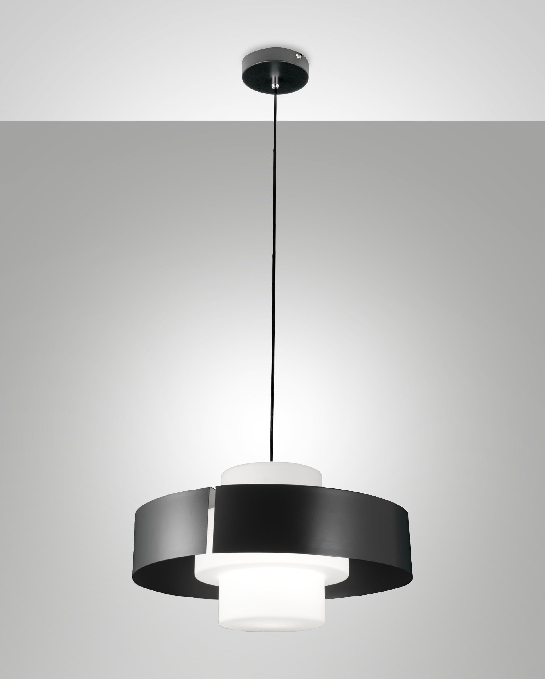 Loto pendant light Ø450 mm in metal and anthracite blown glass, socket E27 40 W, IP20, class 1 - modern and elegant design