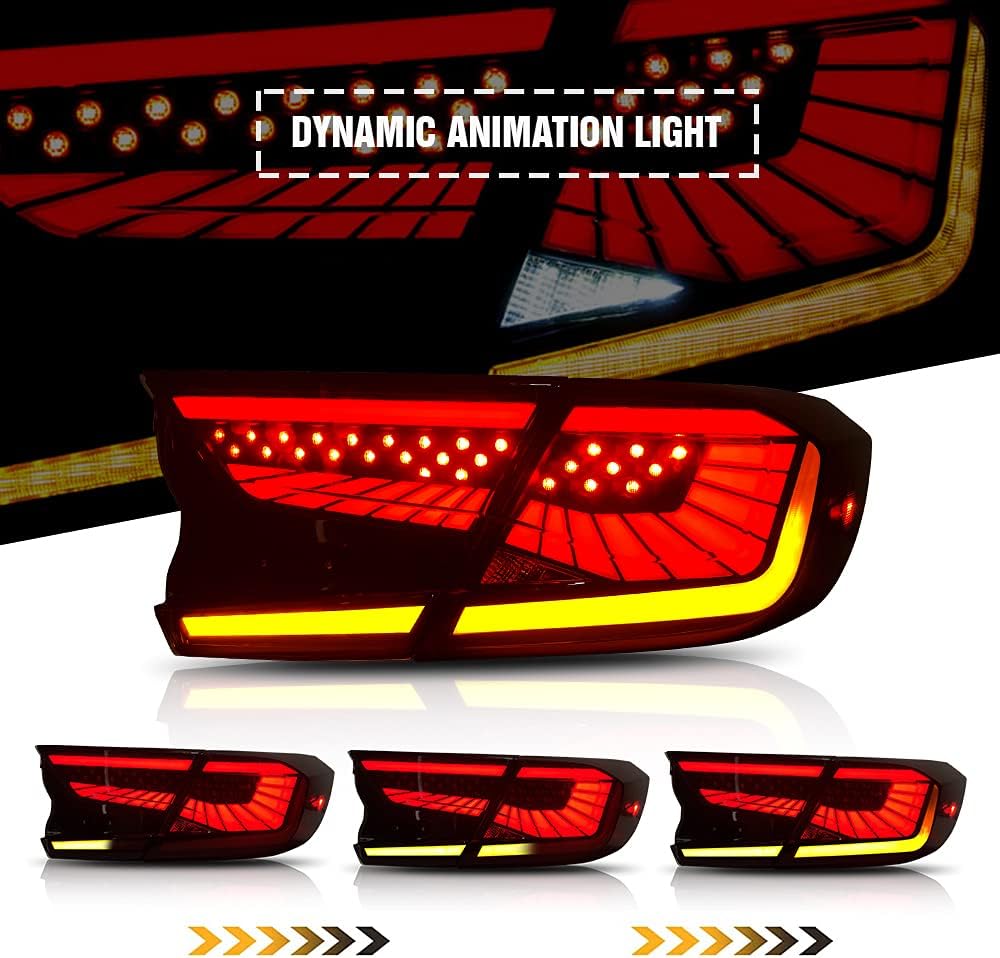 T T-ABC Taillights for Honda Accord Tail Lights 2018-2022 LX Sport EX EX-L Touring 10th Gen Accessories Hybrid Rear Light V3 Smoke Starry Sky Led Sequential Indicator Animation Custom Replacement (T3)