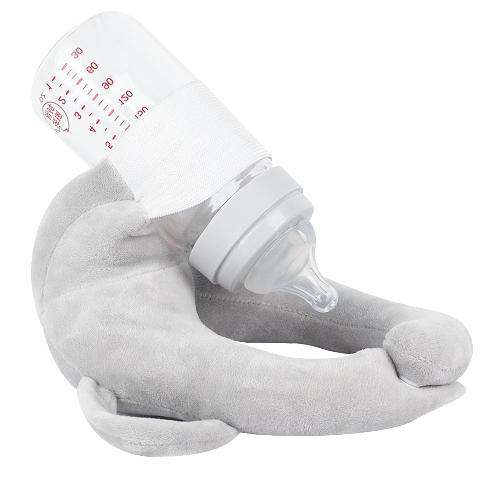 Baby Bottle Feeding Support Pillow, Independent Feeding Pad, Hands-Free Nursing Support (Light Gray)