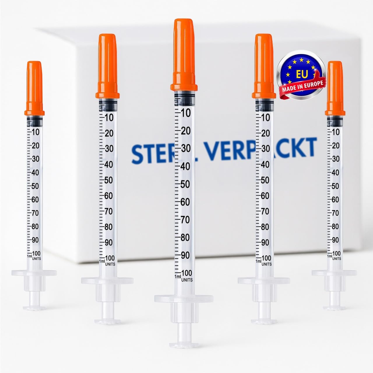 100 Stück 0,5ml U100 Plastiktube 30Gx5/16 (0,3 x 8mm) Mehrzweck-Messwerkzeuge, Einzeln verpackt