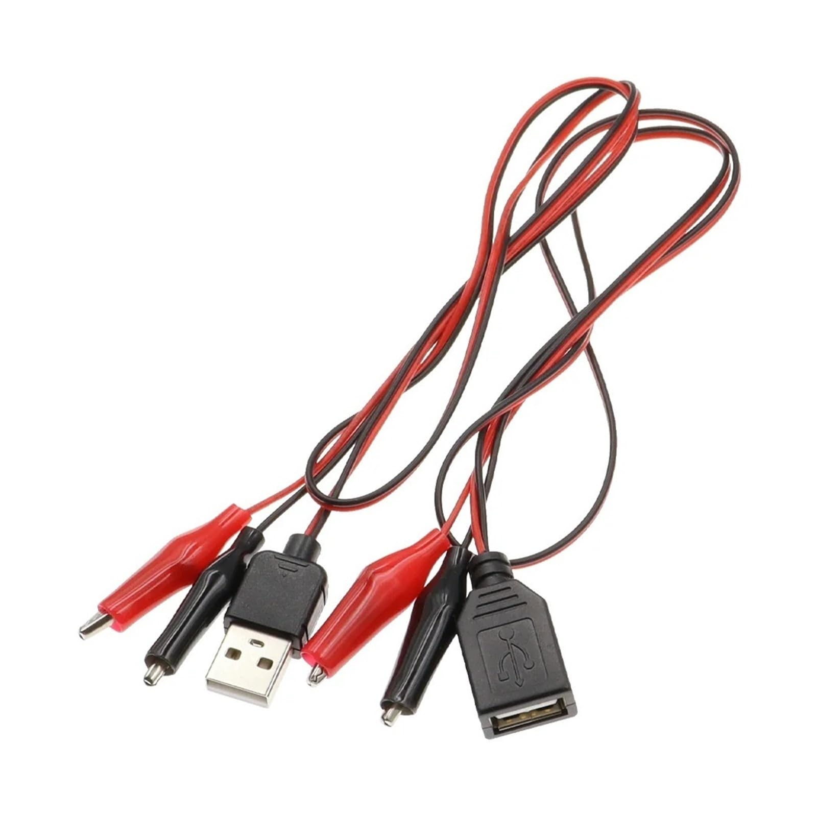 60 cm USB to Crocodile Test Clip Cable Male Female Power Adapter (Female Head)