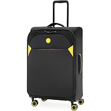 Verage Cambridge Lightweight Luggage Softside Expandable Spinner Wheel Suitcase Midnignt Black, Checked-Medium 24-Inch