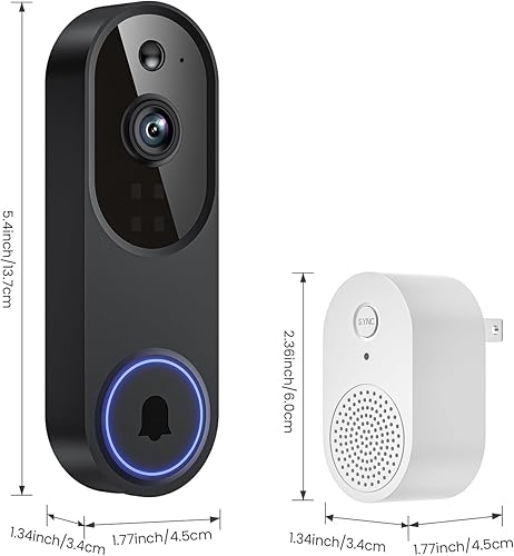 Miniatura 9 de Cámara de timbre de video inteligente de 1080p con detección de movimiento AI, visión nocturna, almacenamiento en la nube, audio de 2 vías, funciona