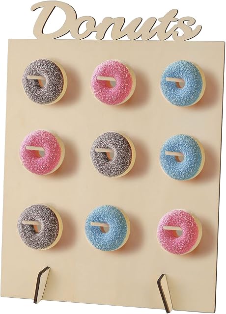 Demarsen Reusable Donut Stand, 1 pcs Doughnut Holder, Board Dessert Display Stand with Bamboo Stick, Wooden Donut Wall for Birthday Parties Weddings and Baby Shower Supplies