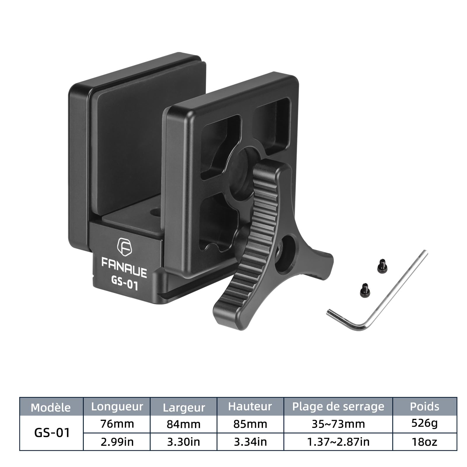 FANAUE GS-01 Montura de sillín Collar Arca Swiss Placa de liberación rápida para trípode con cabeza de bola para exteriores