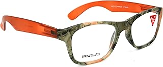 The Forester, Premium Reading Glasses, High End Reader +1.25.+3 Magnifying Wayfarer Style Orange Camouflage Optical Frame. NY Fifth Avenue