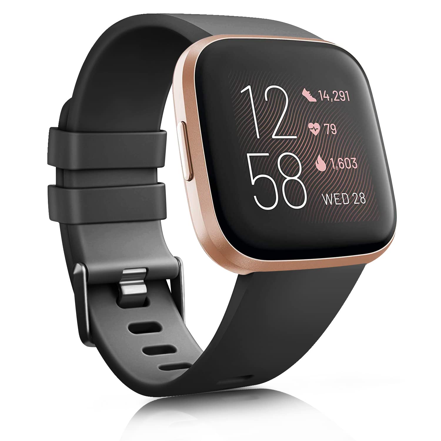 Zoye Silicone Straps Compatible with Fitbit Versa 2 Strap/Fitbit Versa Stra p/Versa Lite Str ap/Versa SE Str ap,Classic Soft Replacement Sport Wristbands for Women Men(Z-Black,S)
