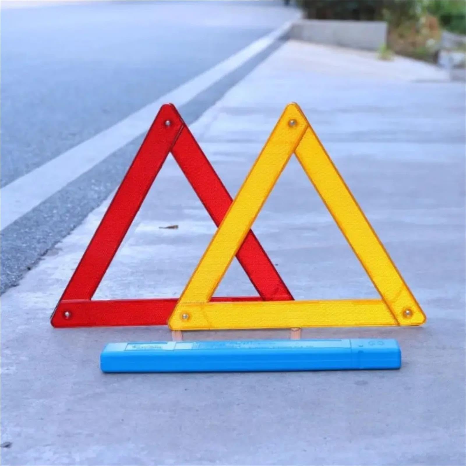 Notfall reflektierende Dreiecke Zeichen Reflektierendes Notfall-Warndreieck mit Metallhalterung, gefaltetes Schild, 2-teiliges Set