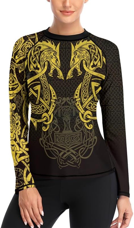 Viking Women's Compression Shirt Long Sleeve MMA BJJ Rash Guard Grappling Jiu Jitsu No Gi