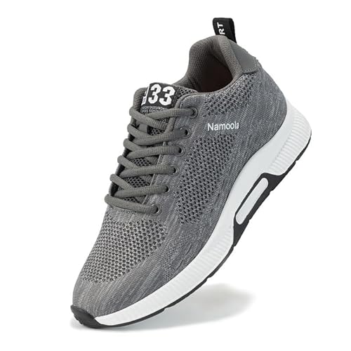 Namoola Men's Invisible Height Increasing Elevator Shoes Lightweight Sport Height-Boosting Non-Slip Sneakers 2.4'' Taller Grey45