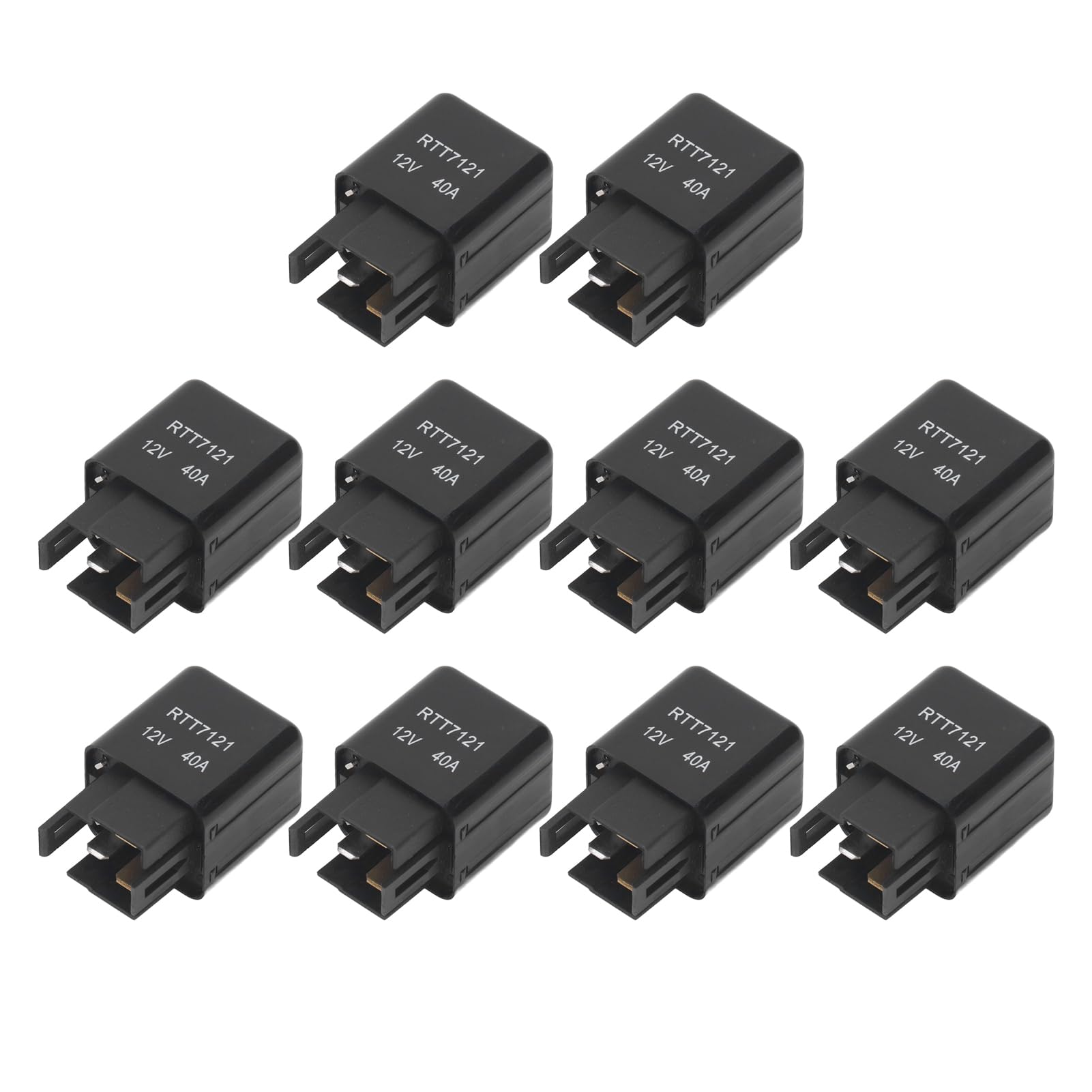 Relè Automobilistico 12V 40A 4 Pin, Interruttore Multifunzione per Motorino Avviamento, Ventola e Fari, Materiale ABS Resistente, Confezione da 10 Pezzi, Compatibile con Veicoli e Motori