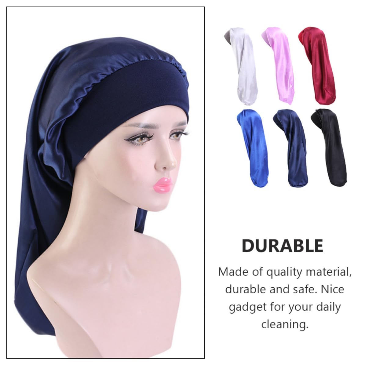 6pcs Elastic Satin Sleeping Hats for Women with Wide-brimmed Design, Portable and Elastic Length Headbands for Makeup and Wash Face, Soft Polyester Hair Accessories