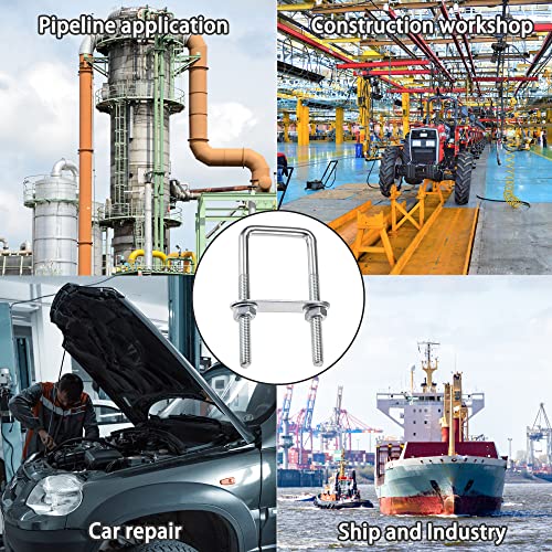 duoyif U Bolzen M8 95x120mm U Schrauben M8 Bügelschraube Quadratische Edelstahl Mit Mutter Rahmenplatte Unterlegscheibe U Bügel Für Rohr Befestigung Auto Schiffen Abschleppen 2Stück (95 x 120 mm)