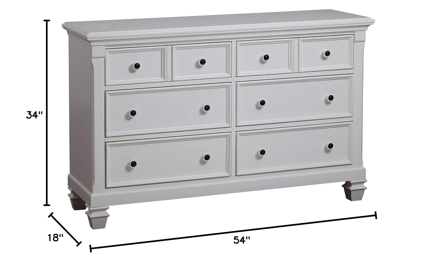 Baby Cache Glendale 6 Drawer Double Dresser, Pure White