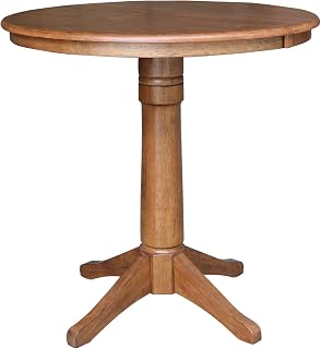 IC INTERNATIONAL CONCEPTS 36" Solid Wood Round Top Pedestal Table with 12" Leaf in Oak - 36.1" H