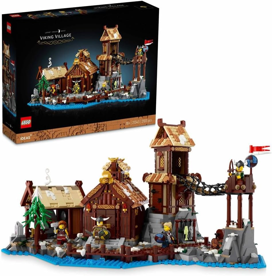 21343 Ideas Viking Village Building Kit for Adults, Large Set with Longhouse, Medieval Blacksmith's Smithy and Watchtower, Gift Idea for History Fans, Men, Women, Him and Her