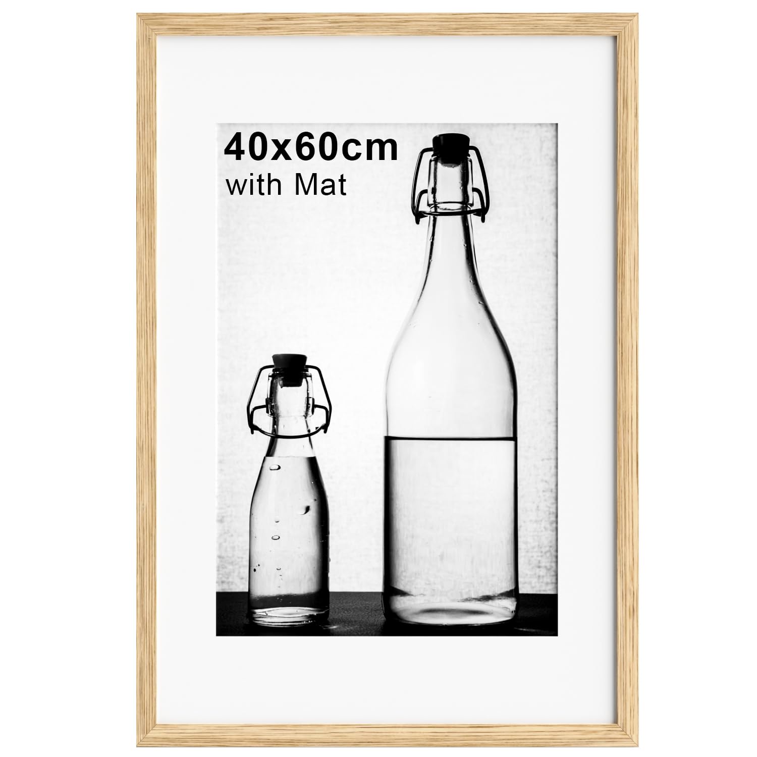 Pycisid 40x60cm Picture Frame with White Mount, Natural 60x40 Photo Frame