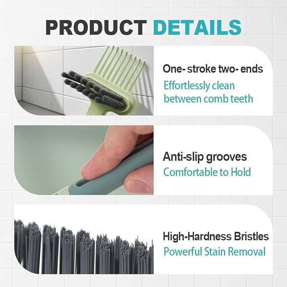 Hair Brush Cleaner, Comb Cleaning Brush, 2 in 1 Hair Brush Cleaning Tool, Portable Hairbrush Cleaner Rake, Hairbrush Cleaner Tool Rake, Quick Hair, Dust & Lint Remover Tool for Brushes (GREY, 1 PCS)