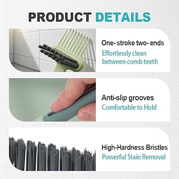 Hair Brush Cleaner, Comb Cleaning Brush, 2 in 1 Hair Brush Cleaning Tool, Portable Hairbrush Cleaner Rake, Hairbrush Cleaner Tool Rake, Quick Hair, Dust & Lint Remover Tool for Brushes (GREY, 1 PCS)