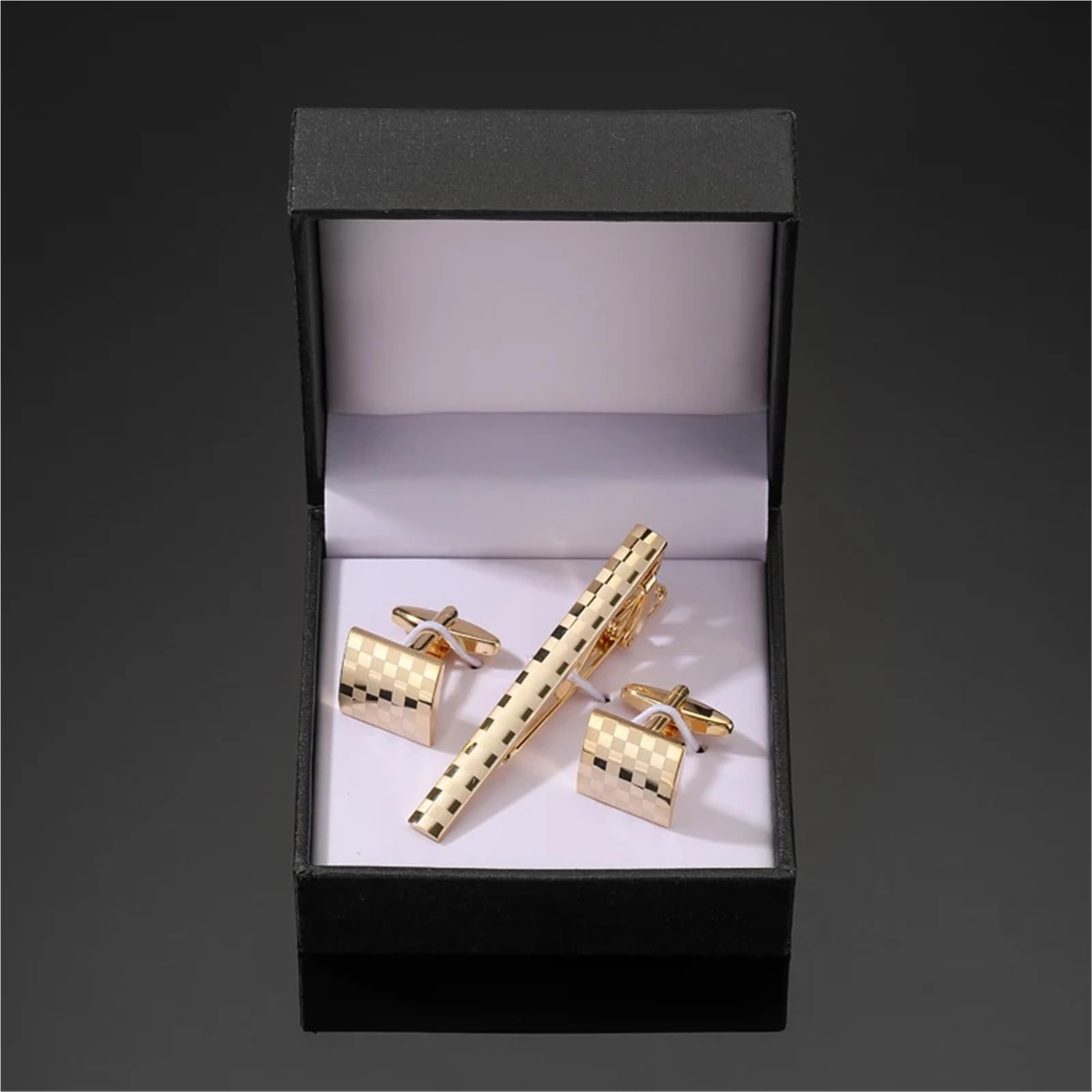 Set Di Gemelli E Fermacravatta Set di gemelli con fermacravatta a griglia quadrata in rame, accessori for abbigliamento da sposa uomo Per Camicie Da Lavoro