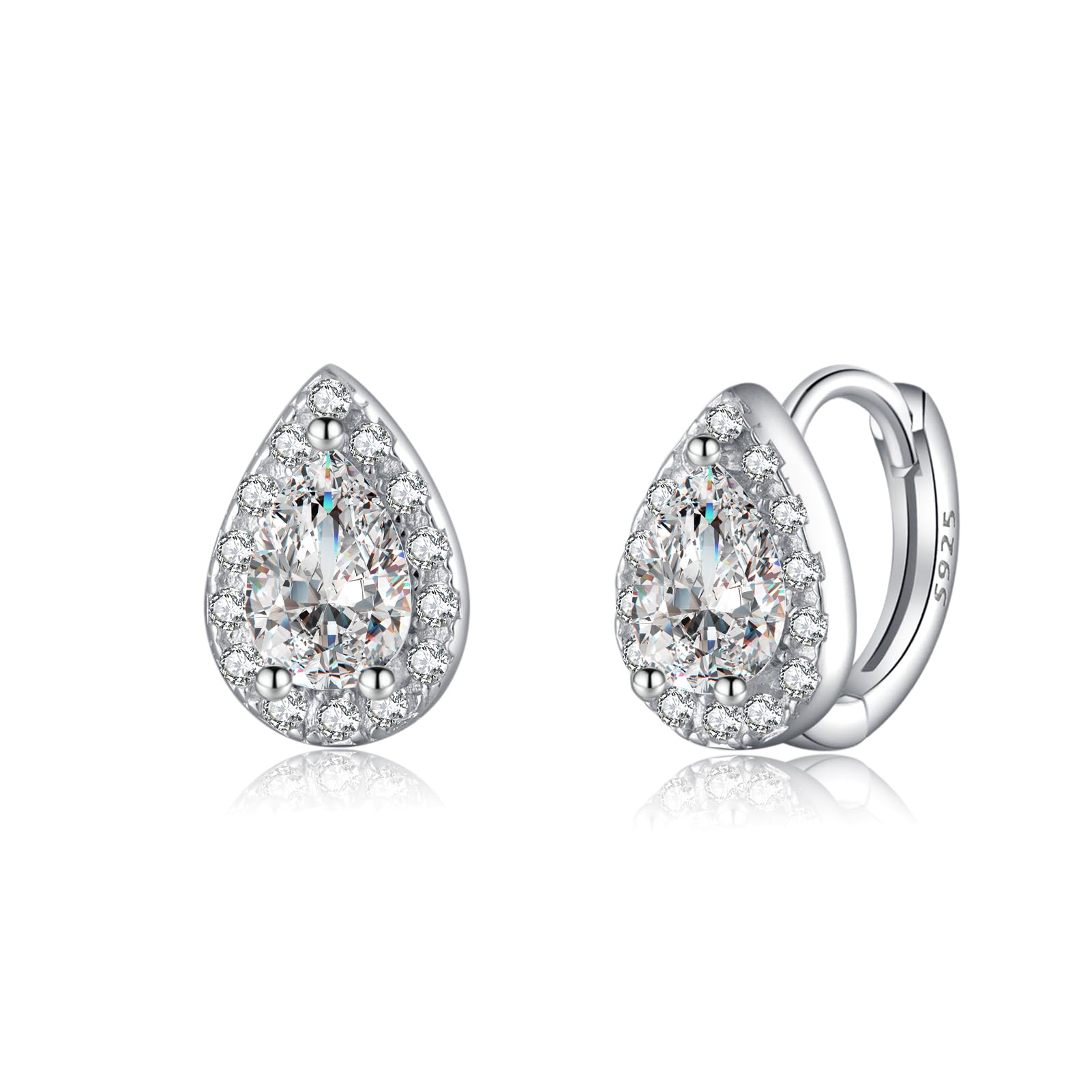 SLUYNZ Sterling Silber CZ Creolen Ohrringe Tropfen für Damen