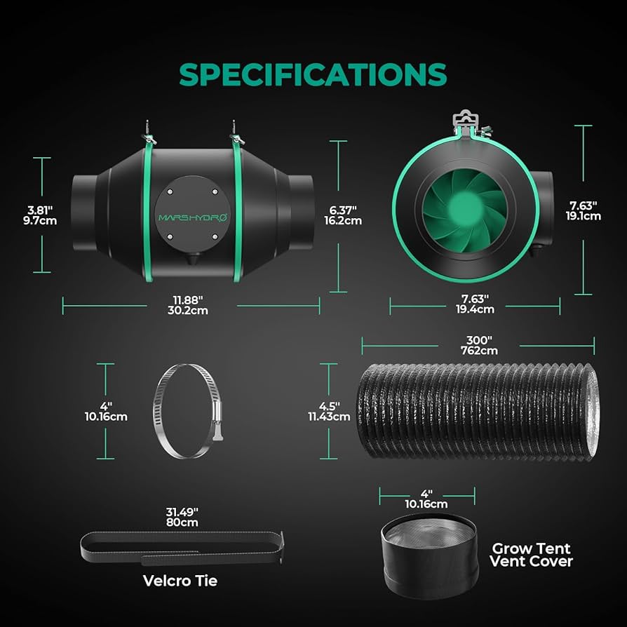 Amazon.co.jp: MARS HYDRO 4インチインラインファンとフィルター