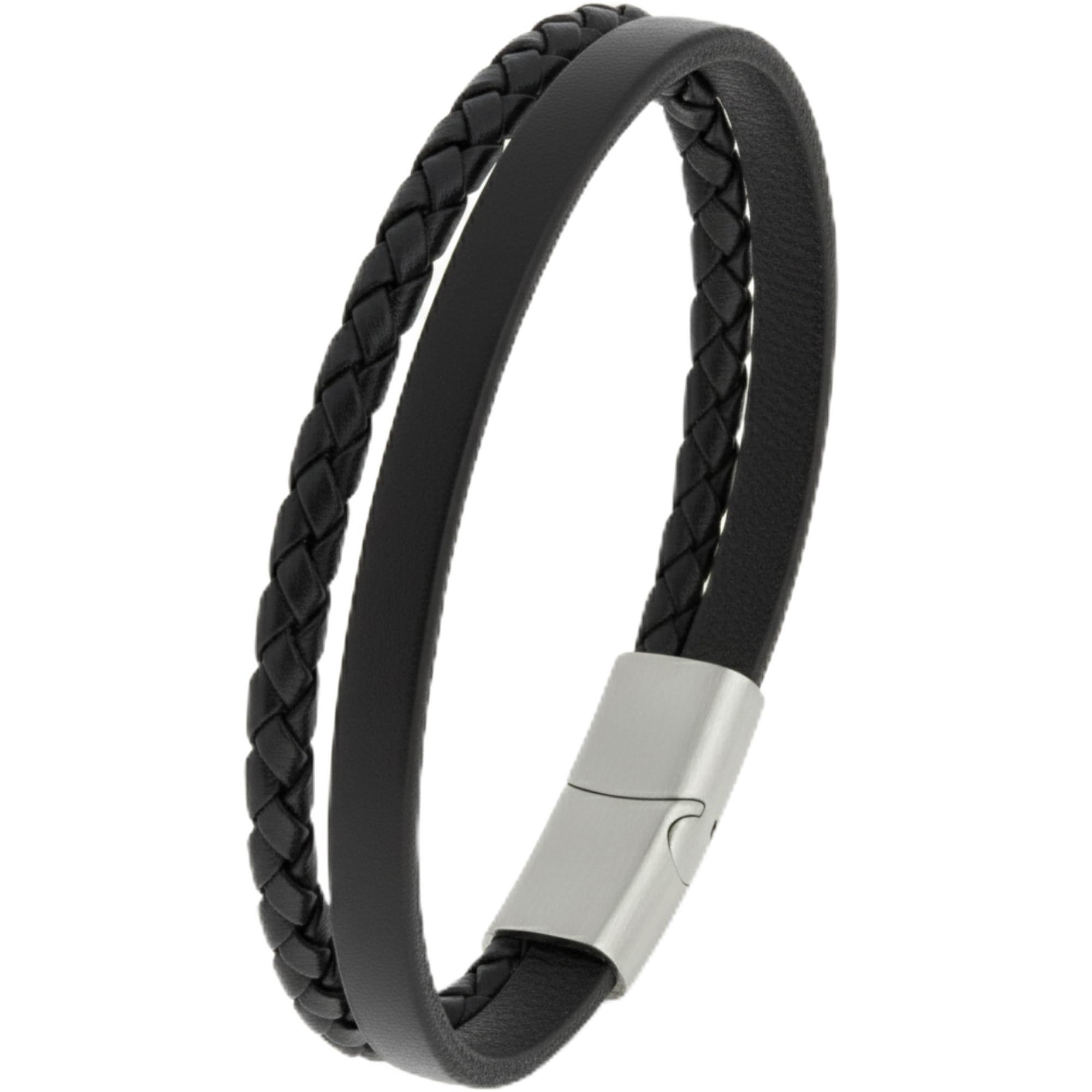 Simaru Echtlederarmband KVERNMO mit Edelstahl-verschluss