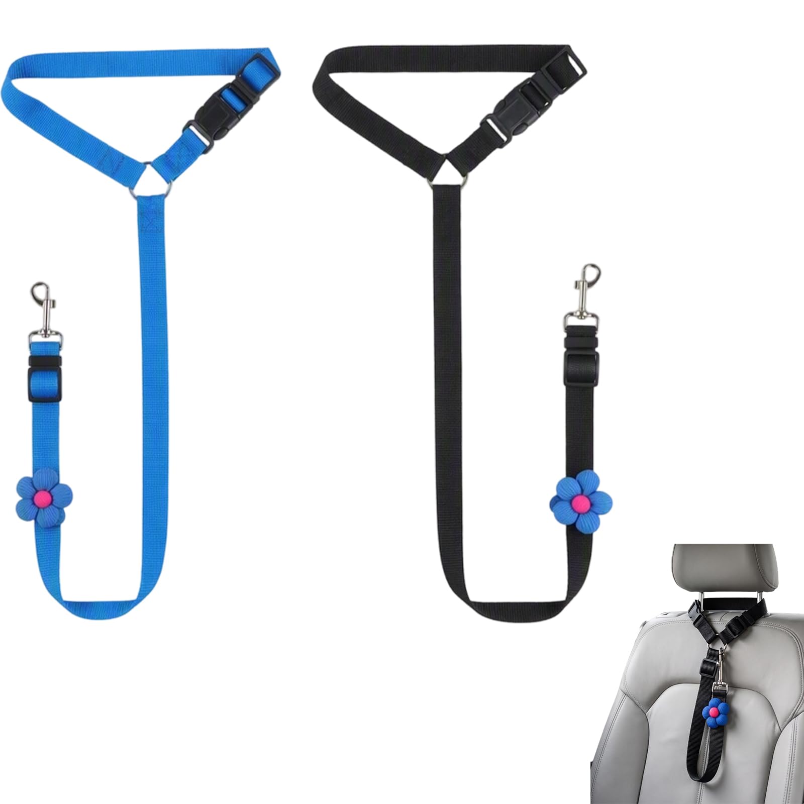 Vosali 2 Pcs Adjustable Dog Car Seat Belt Harness,Elasticated Pet Restraint