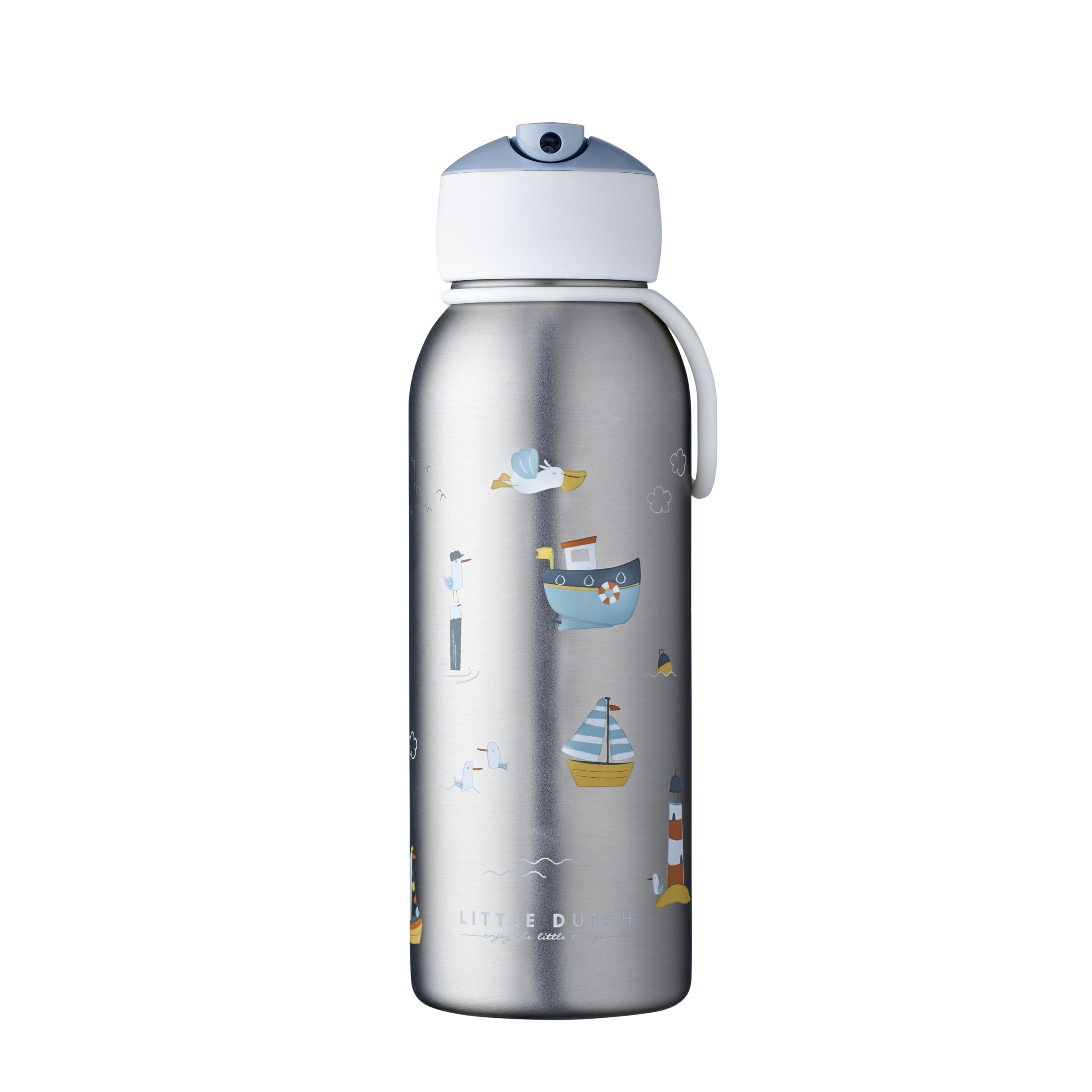 Mepal - Borraccia Ermetica Flip-up Campus - Borracce Ermetiche per Bambini - Borraccia in Acciaio Inox - 4 Ore di Calore e 12 Ore di Freschezza - Senza BPA - 350 ml - Sailors Bay