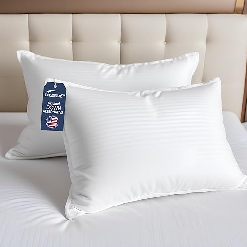 DLNIA Juego de 2 almohadas de lujo tamaño Queen Almohadas de cama para dormir, almohadas Queen paquete de 2 para dormir de espalda, estómago o de