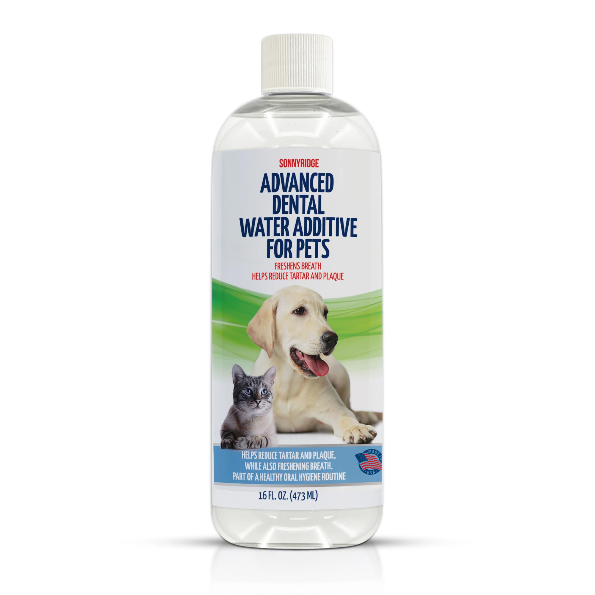 Sonnyridge Dental Dog Water-Fresh Breath & Tartar Control Dog Mouthwash with Clinically Trusted Dental Ingredients: Zinc Gluconate, Hydroxyapatite & Green Tea Extract – No Toothbrush Needed
