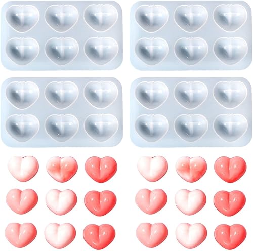 Miniatura 2 de 24Pcs Heart Butt Epoxy Mold DIY Resin Casting Cute HIPS Silicone Molds for Making Pendant Jewelry Keychain