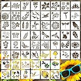60 Pieces Reusable Wall Stencil DIY Craft Template Paint Stencils for Painting on Wood Wall Home Decor(Flowering Plants)
