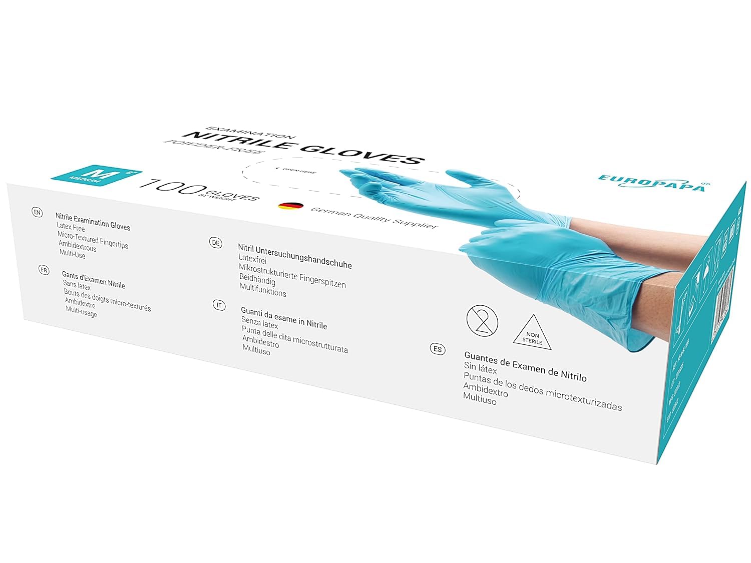EUROPAPA® 1000x Nitrilhandschuhe Einweghandschuhe puderfrei Untersuchungshandschuhe EN455 EN374 latexfrei Einmalhandschuhe Handschuhe in Gr. S, M, L & XL verfügbar (Hellblau, S)