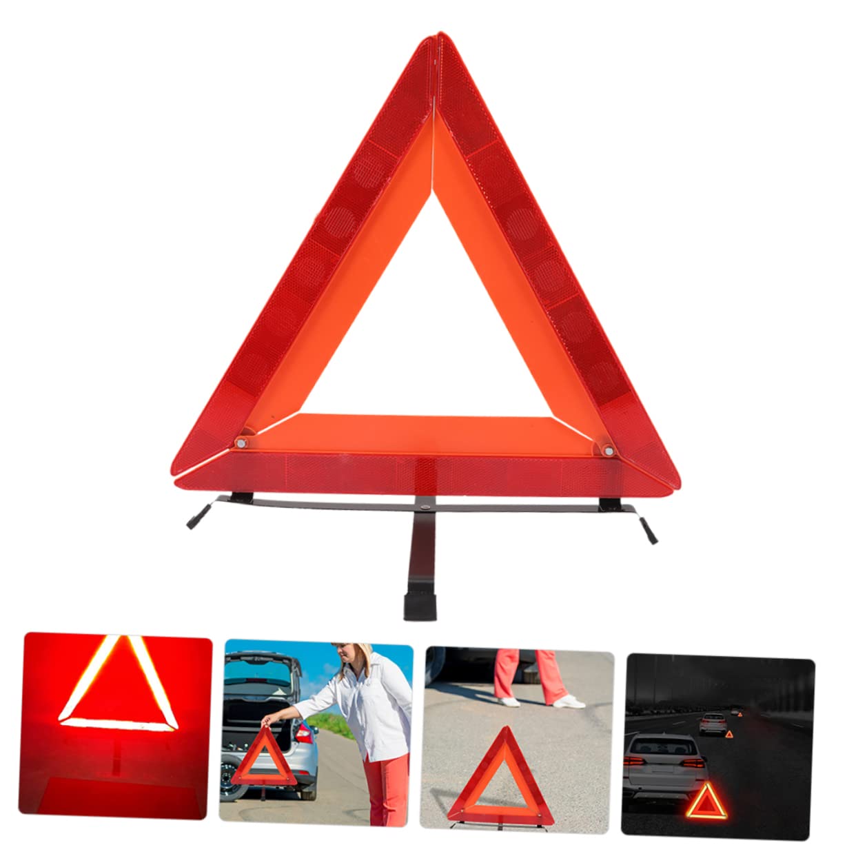 Triangolo Segnalazione Auto Rosso in Plastica 1 Pezzo | Segnaletica di Sicurezza, Cartello Allarme, Alta Visibilità, per Emergenza Stradale e Veicoli