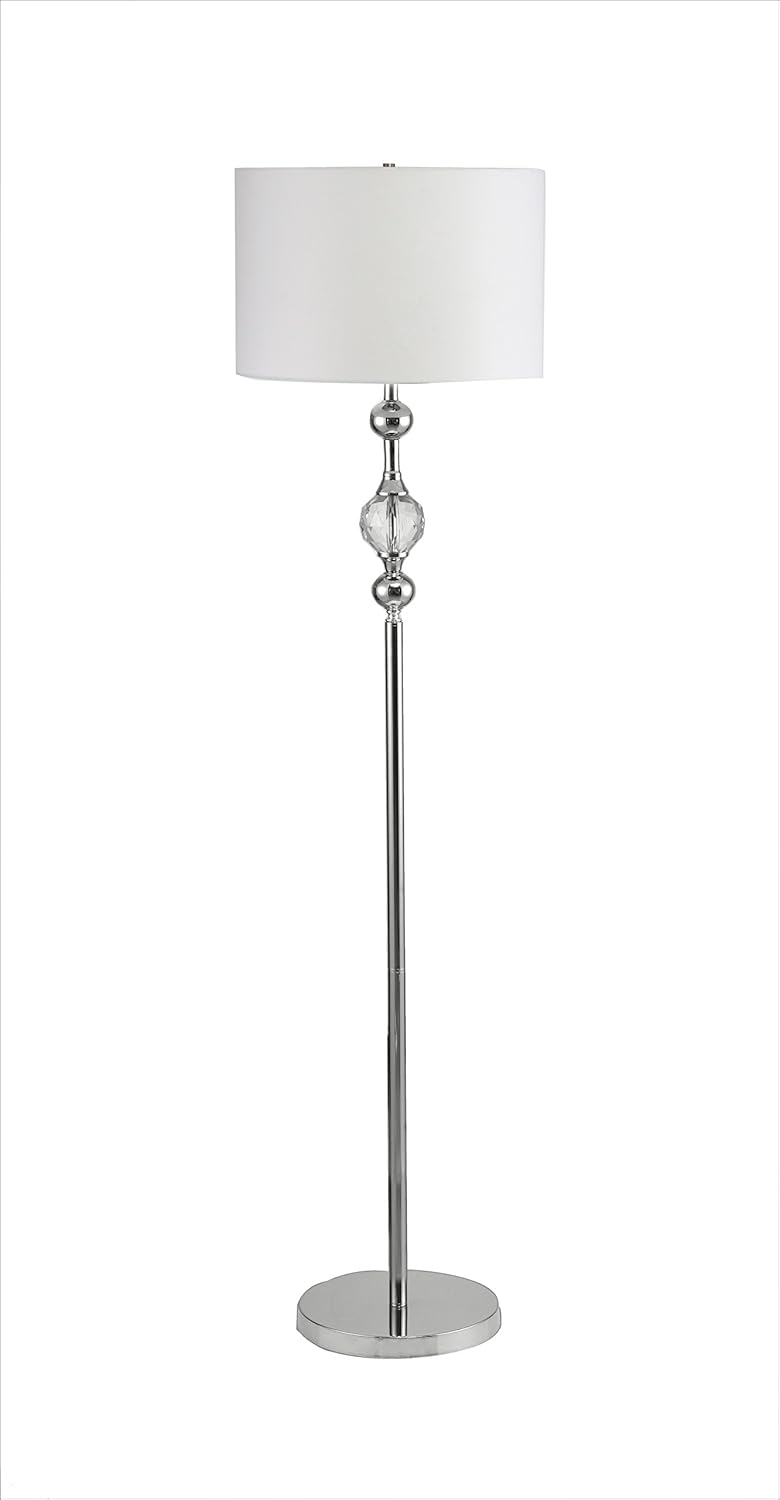 SH Lighting Genuine Crystal Ball Floor Lamp - Features a Modern Chrome Body Design with Real Crystal - 62.5" Tall Fits in Bedrooms, Living Rooms, or Study Rooms - White