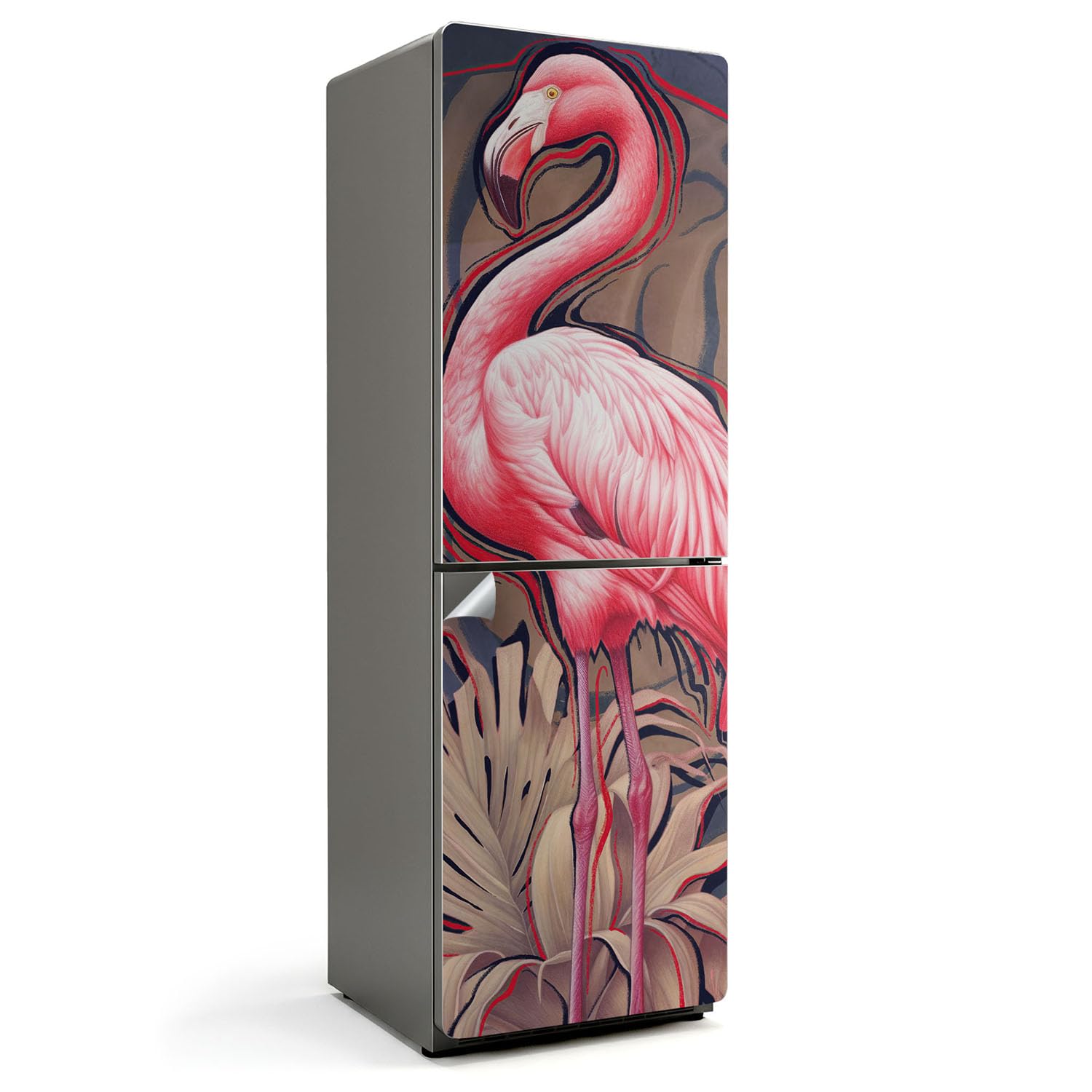 Stickers pour réfrigérateur 60x190 cm flamant rose tropiques
