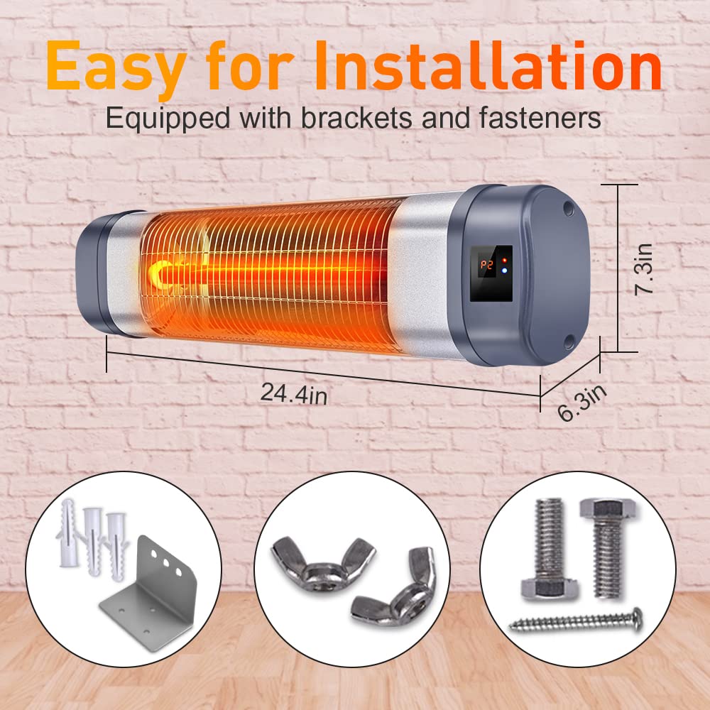 Patio HeaterTRUSTECH 1500W Electric Infrared Heater w/Remote, Timer