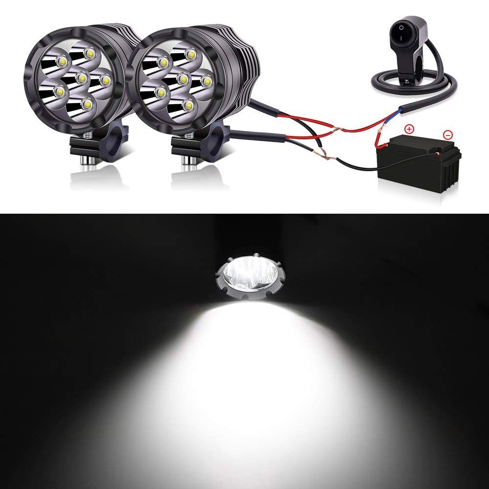 Fari LED per Moto 12V 24V, 2PCS Luci di Guida A Led Ausiliari Bianche Con Interruttore Impermeabile per ATV SUV Camion Auto Barca