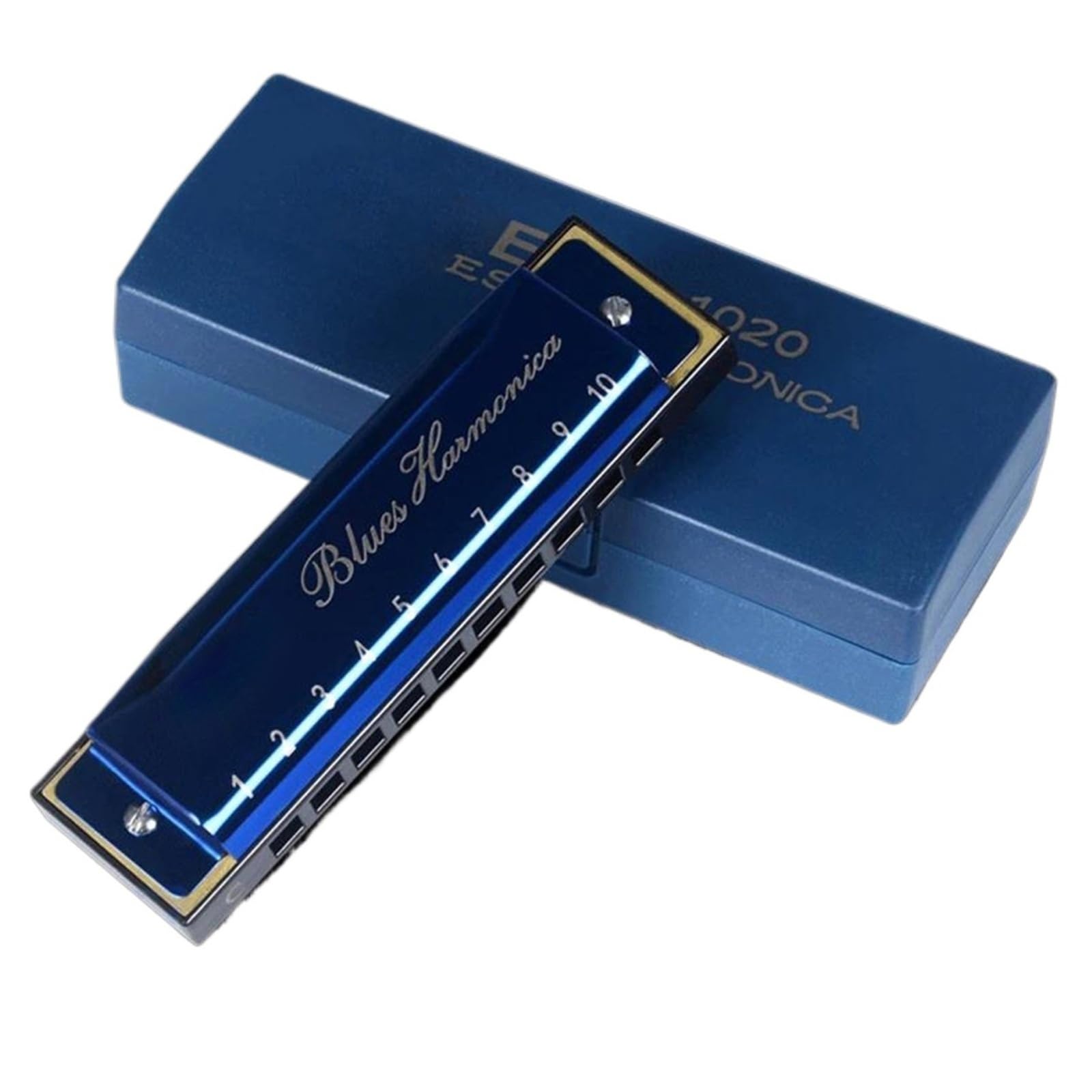 Mundharmonika Blues-Mundharmonika Tonart C 10 Löcher 20 Töne Mundharmonika Harfe Musikinstrument(Blue)