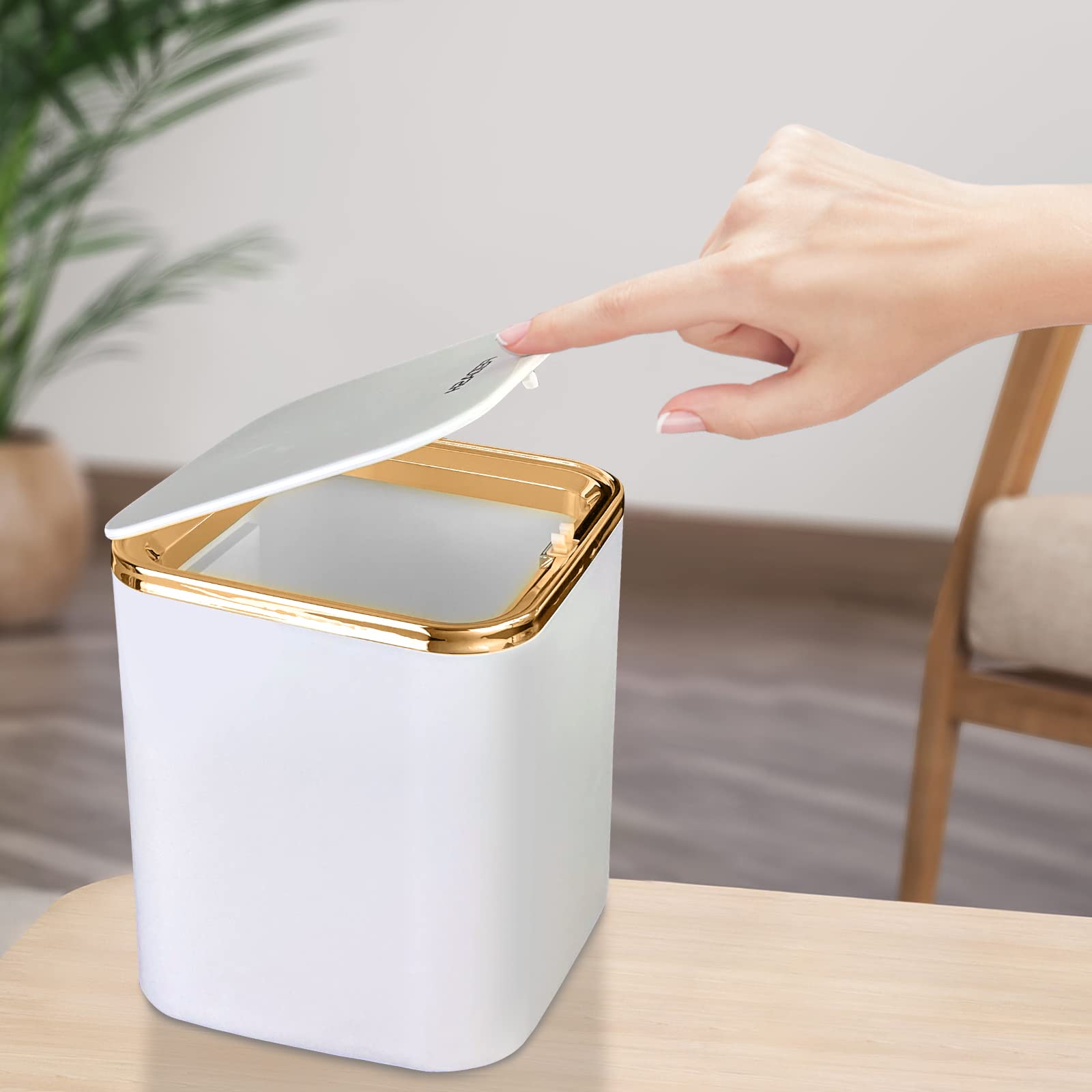 Petite Pattumiera da Tavolo con Coperchio,2.8L Cestino da Scrivania per Bagno,Camere da Letto,Uffici
