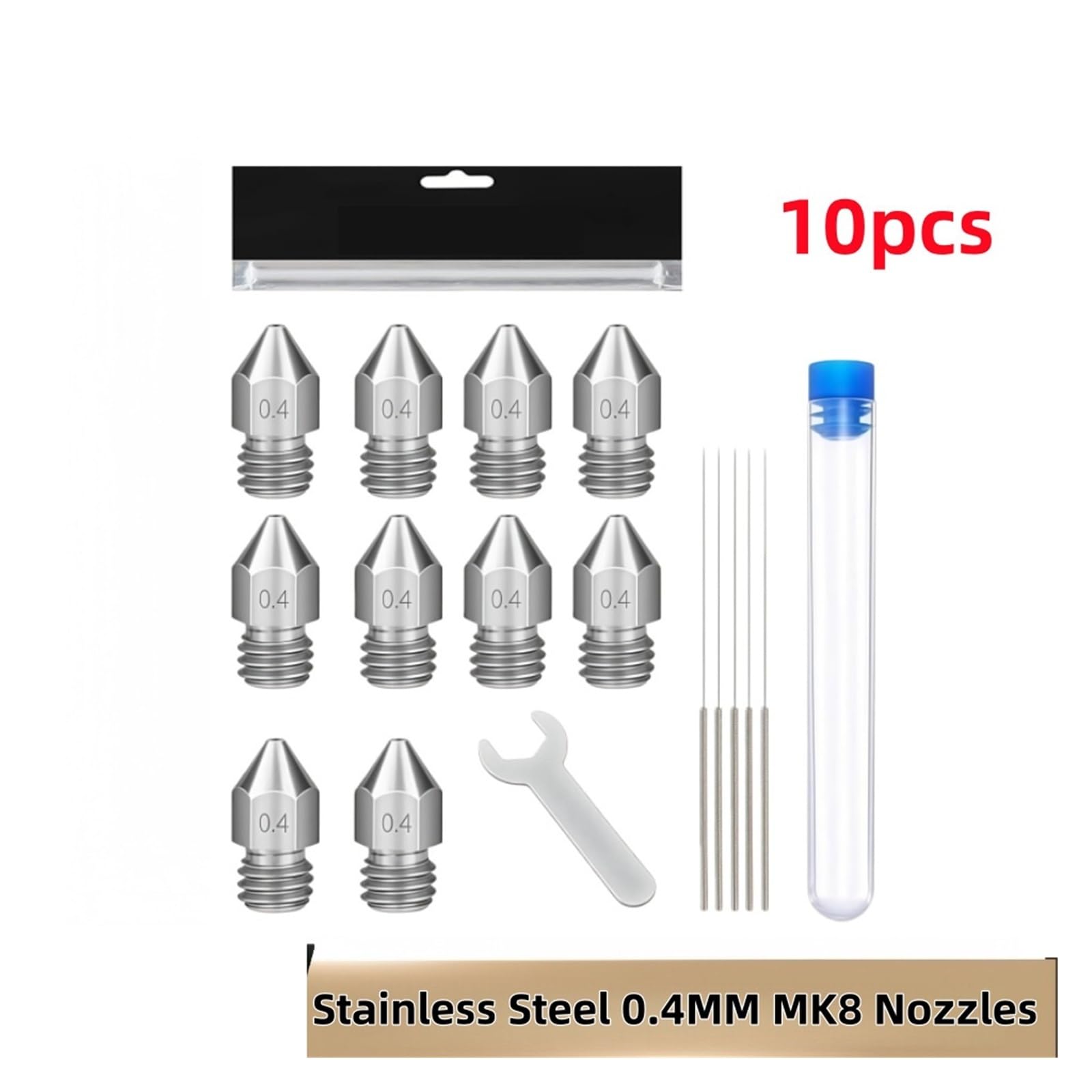 Compatible con Creality, boquilla MK8 de 0,4 mm, 10 piezas Ender-3/CR-10