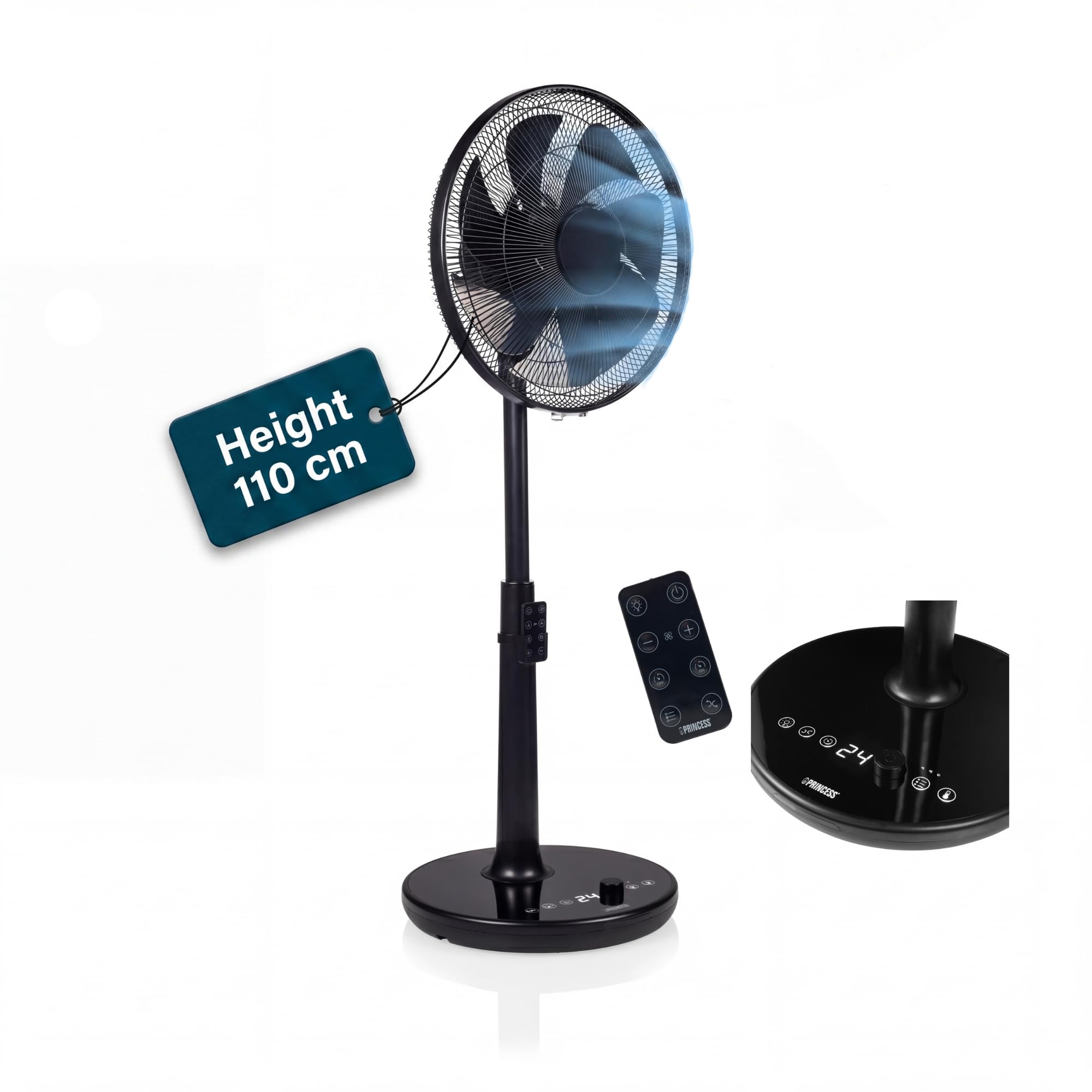 Princess Pedestal Fan 24 Speed Dc Motor With Remote Timer Oscillating from B&Q