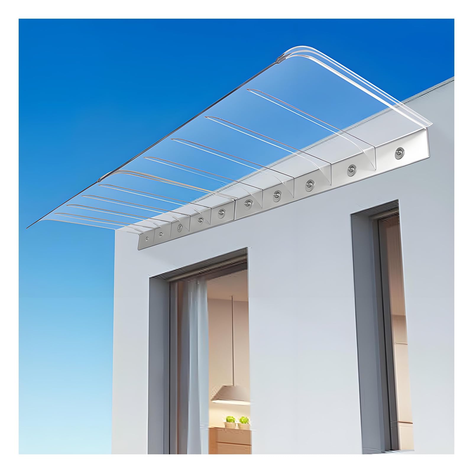 Zhengqian One Color Window Awning Invisible Rain Shelter Cover Front Door Canopy,Upgraded And Reinforced Polycarbonate,Uv/Rain/Snow Protection,Rain Shelter For Back Door, Porch, Window(W45*L80cm/W 17.7*L31.4in)