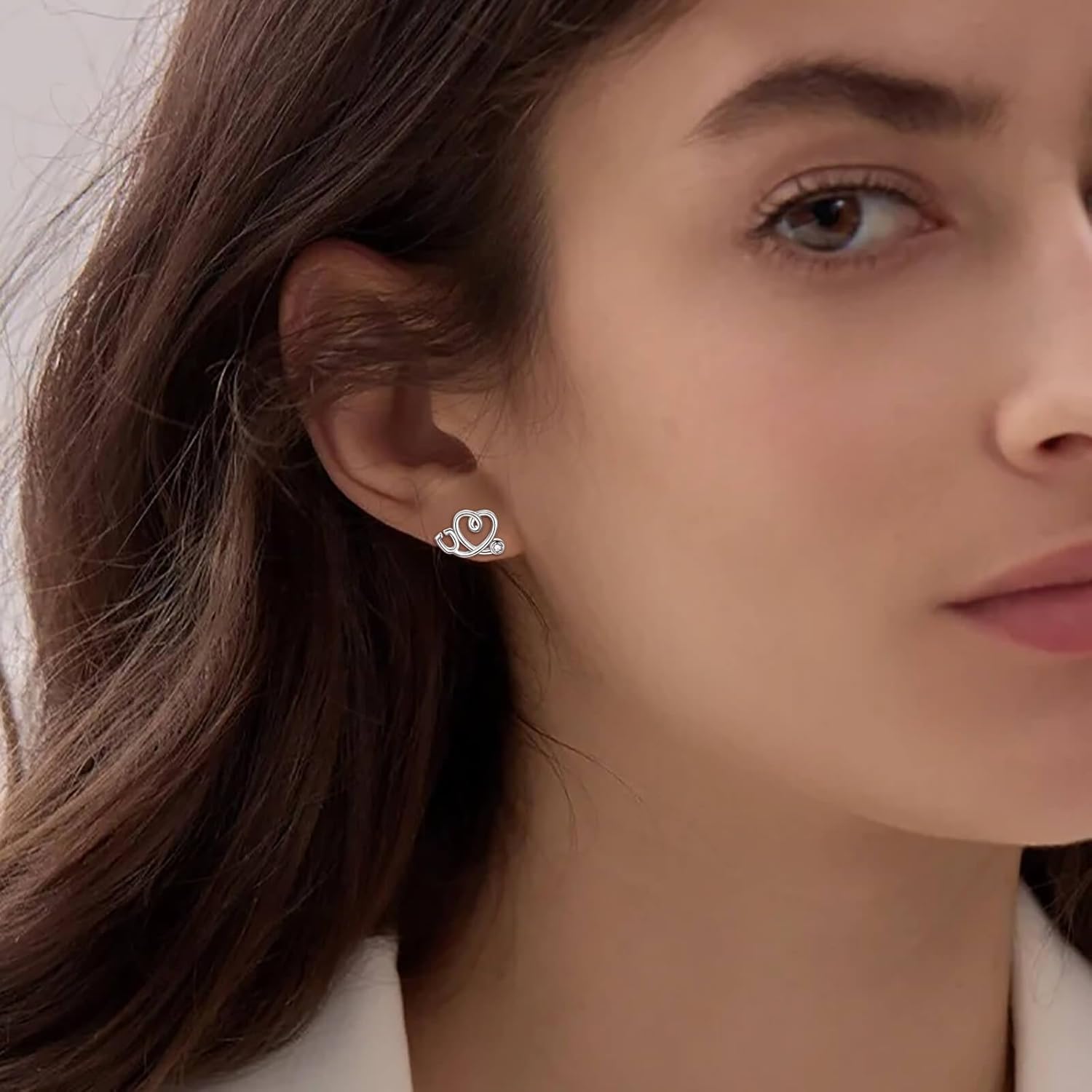 Stethoscope Stud Earrings S925 Sterling Silver For Nurse Doctor-Medicine Studs Earrings Nurse Week Gift-Birthday Gifts For Medical Staff