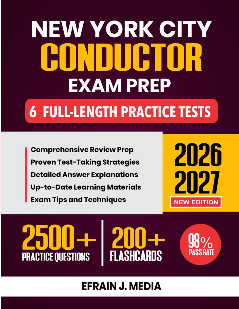 New York City Conductor Exam Prep 2026-2027: Comprehensive Review Prep with Proven Test-Taking Strategies, 6 Full-Length Practice Tests, Detailed Answer Explanations and 200+ Flashcards